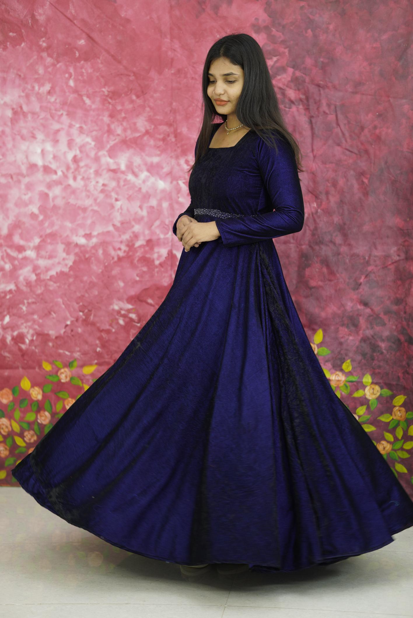 Pure velvet full flaired anarkali