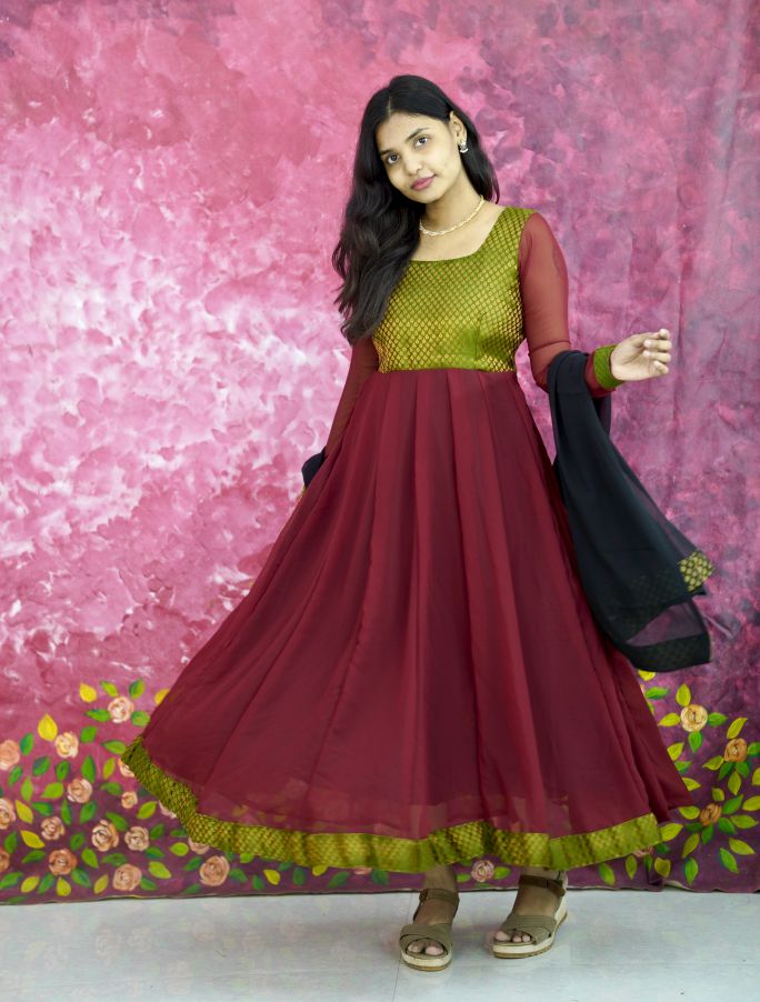 Maroon Olive Grace Anarkali
