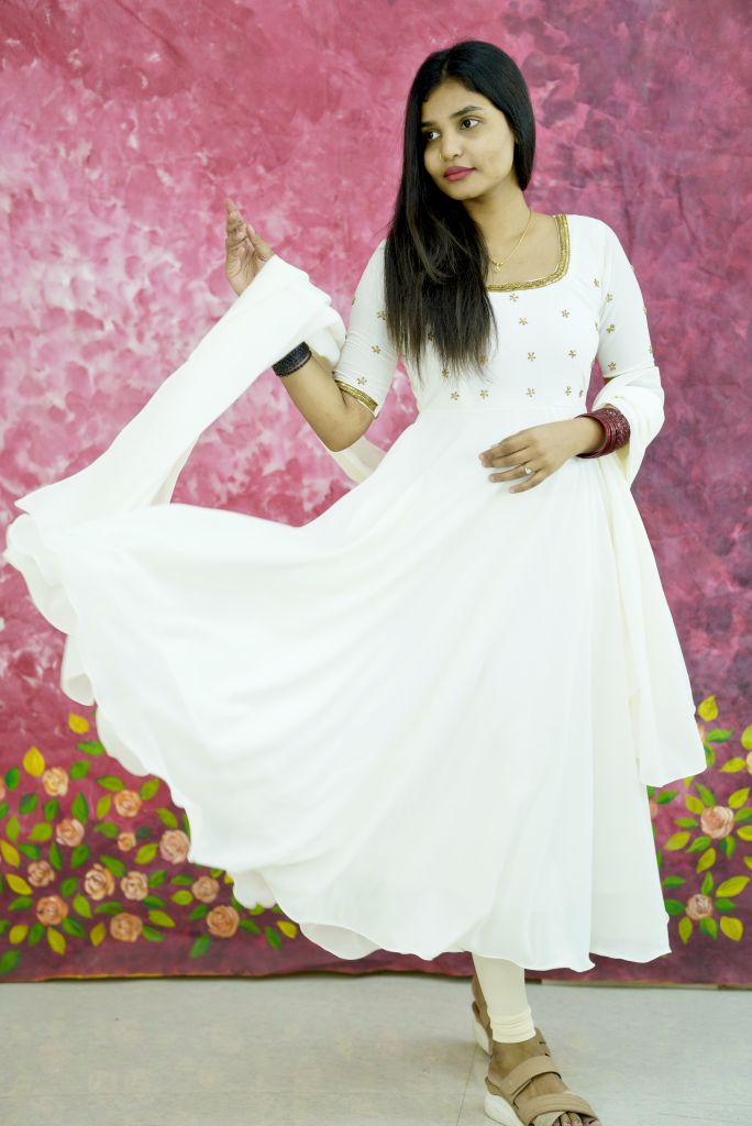 Snow Elegance Anarkali