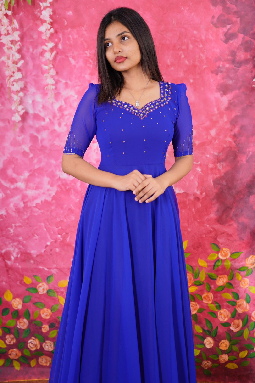 3D Floral Hand Embroidery Anarkali