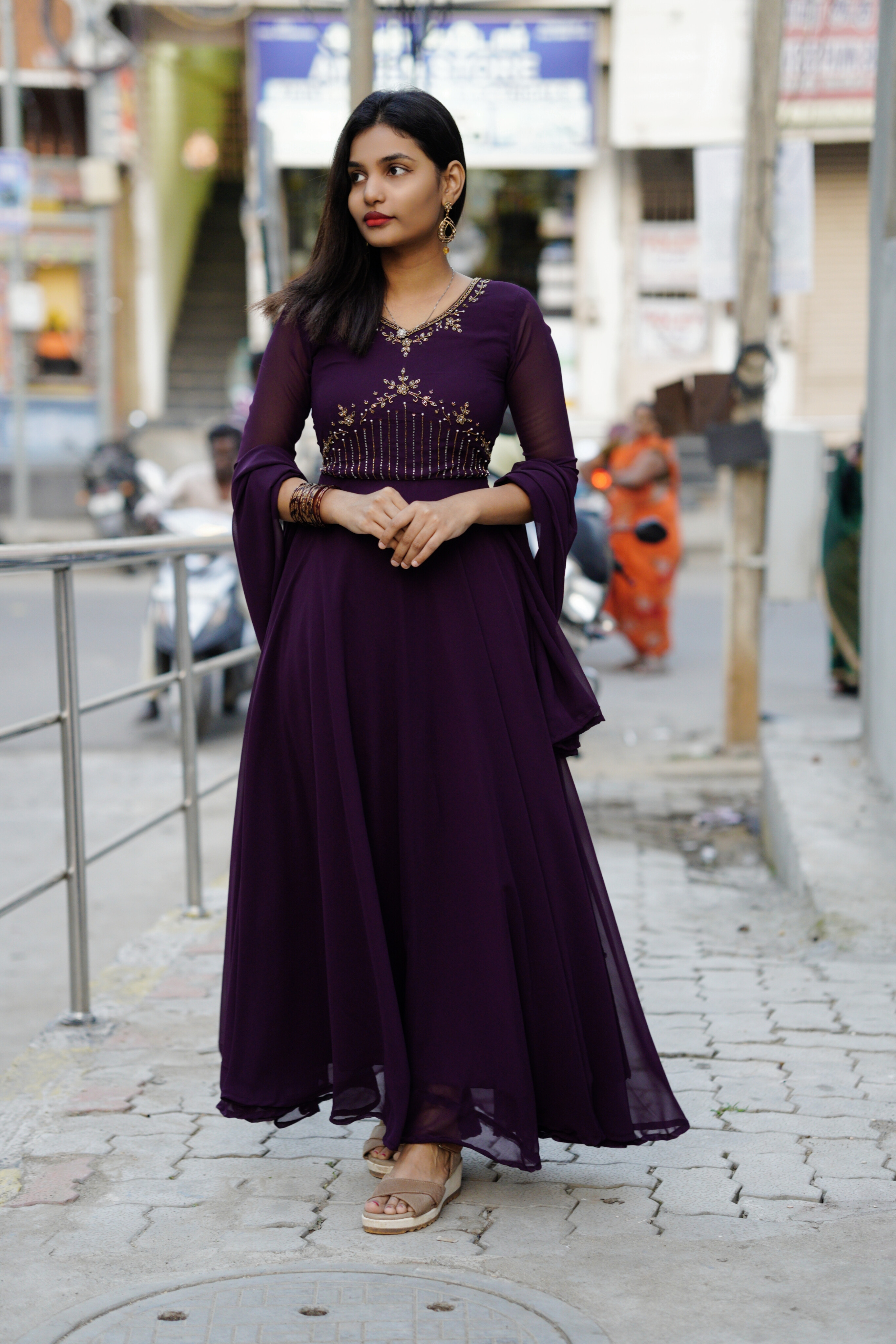 Hand worked anarkali