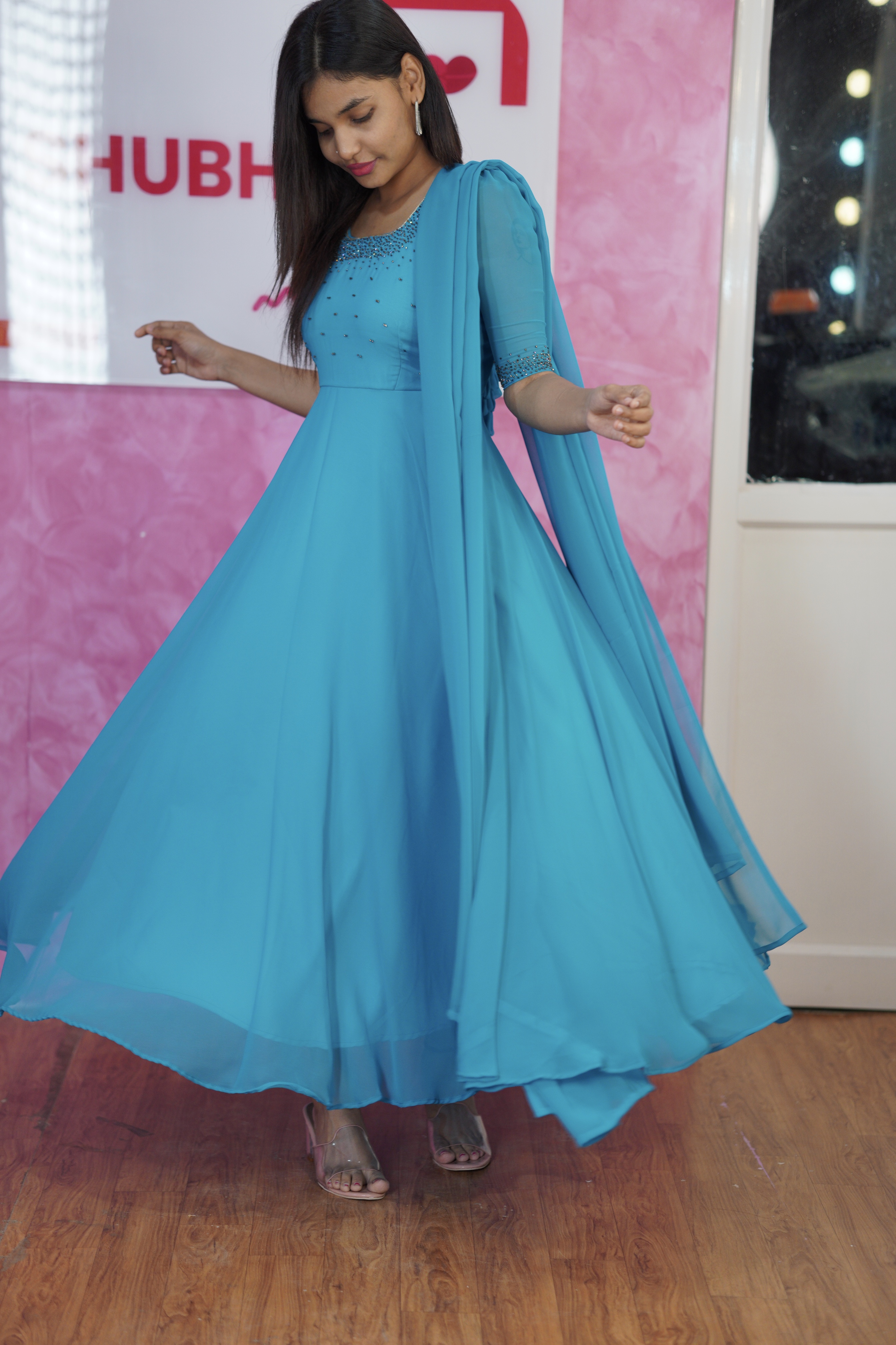 Sprinkle hand embroidery anarkali