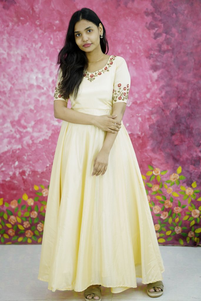 Maroon Bloom Drape Anarkali