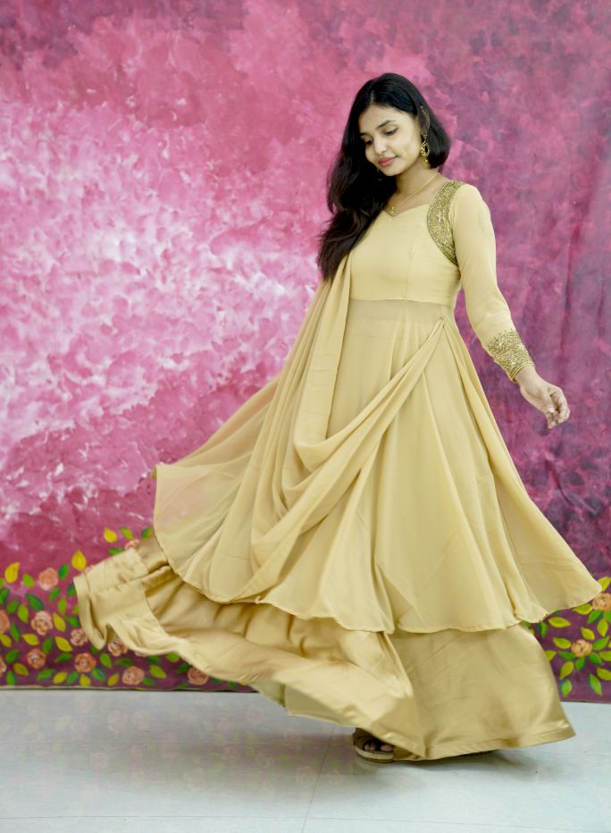 Golden Grace Drape Anarkali