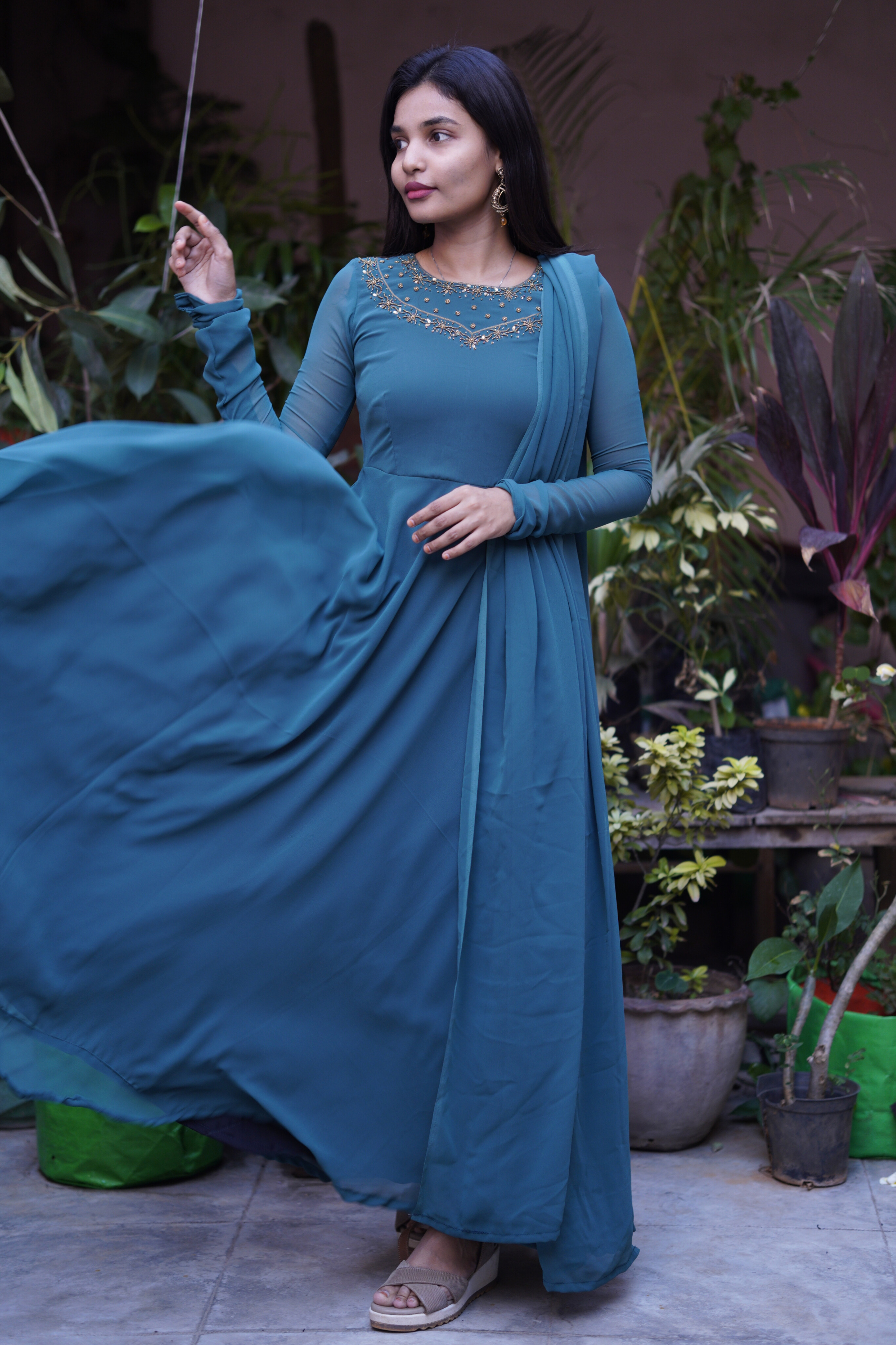 Full hand double layer hand embroidery