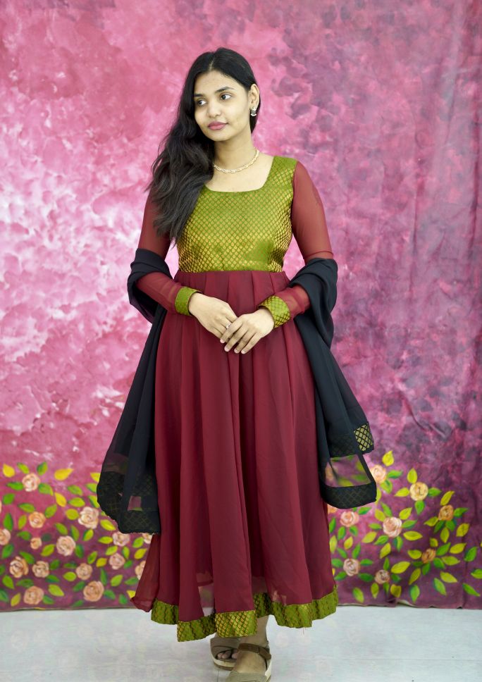 Maroon Olive Grace Anarkali