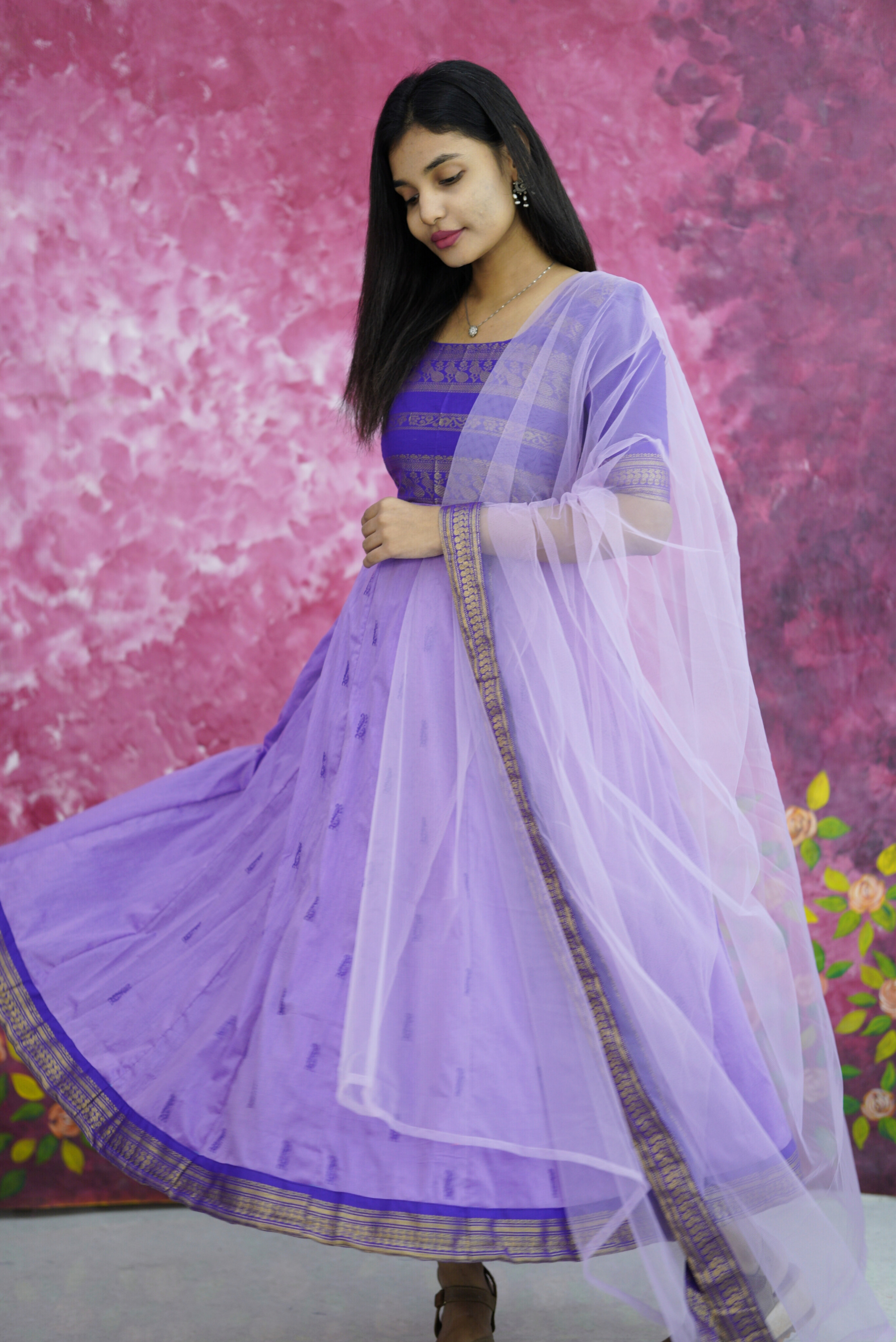 Lavender cotton anarkali